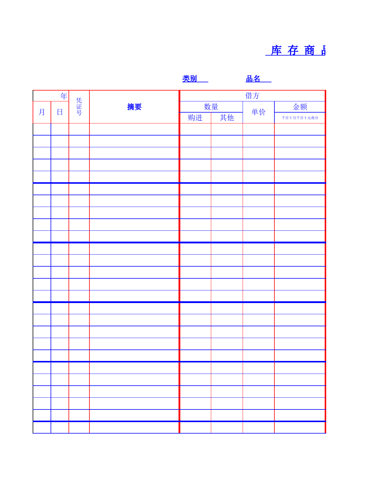 库存商品明细账表格_第1页