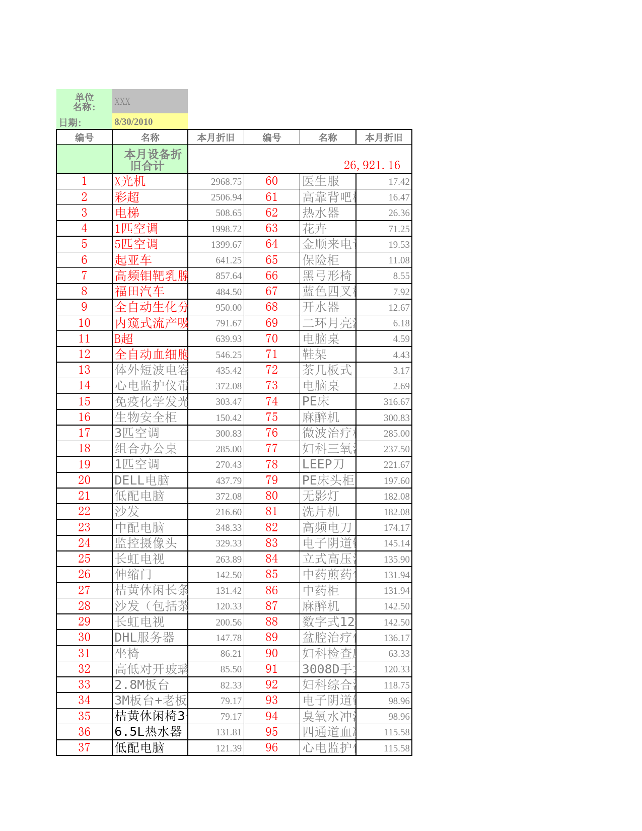 固定资产折旧表(带月折旧额计算)_第3页