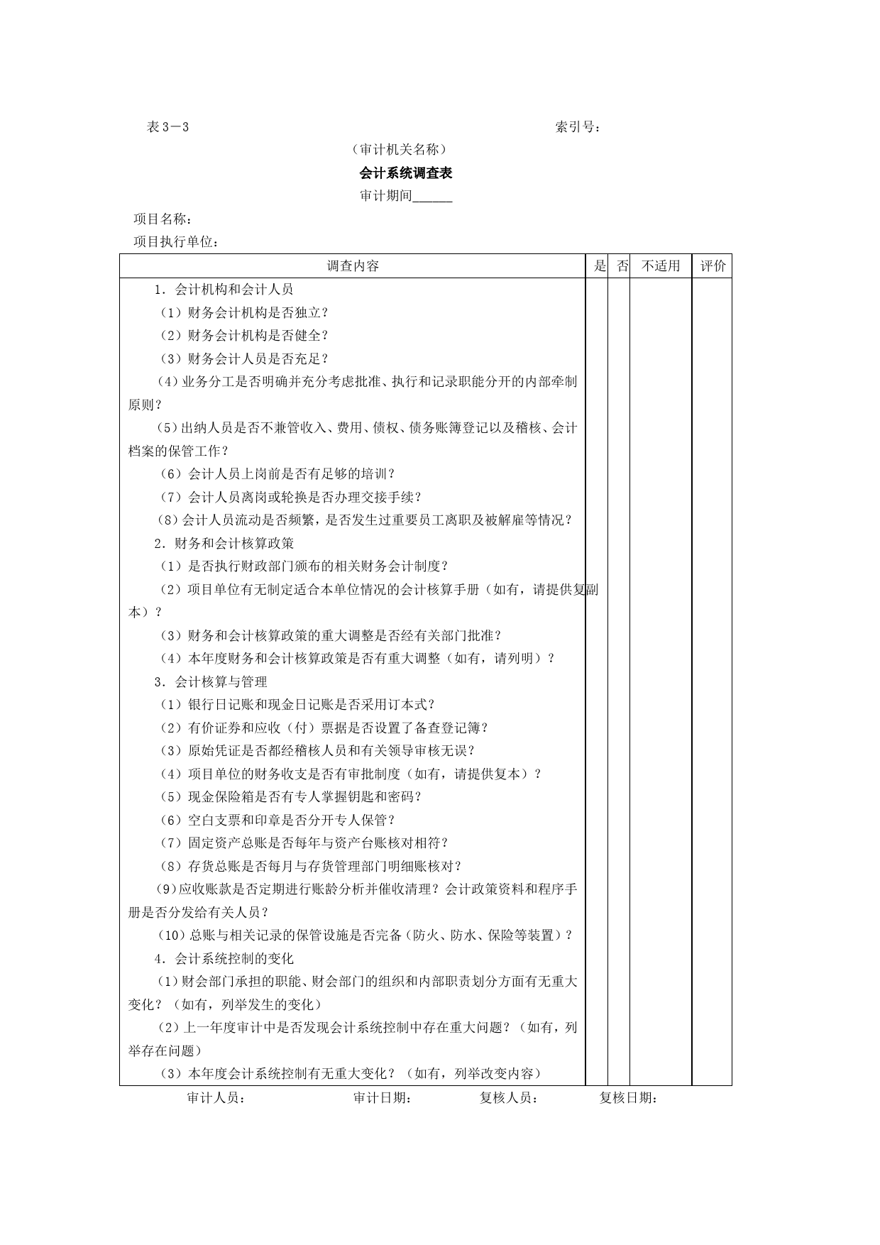 控制环境和会计系统内控调查结论-2会计系统调查表控制环境调查表_第1页