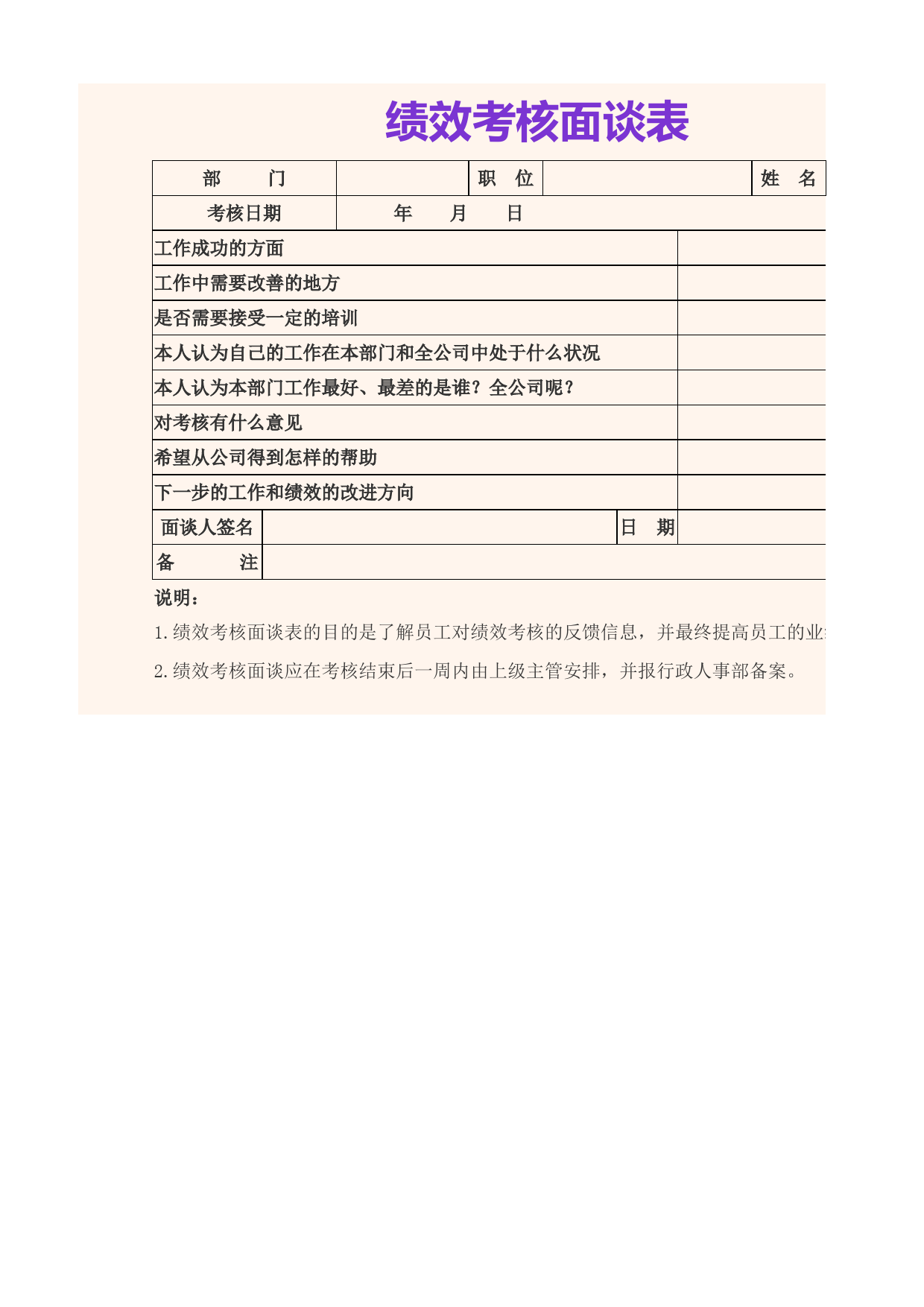 绩效考核面谈表_第1页