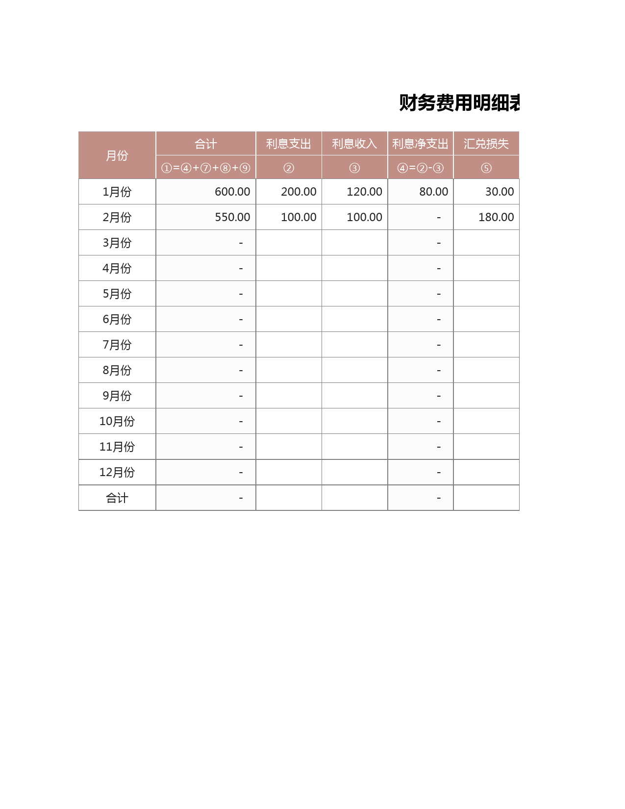 财务费用明细表_第1页