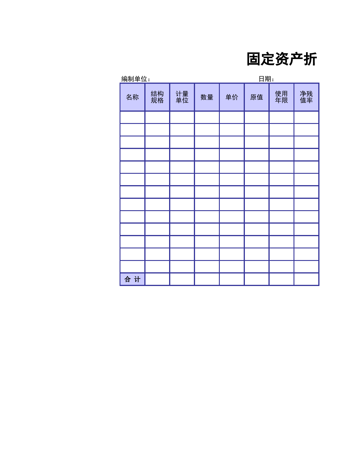 固定资产折旧明细表_第1页