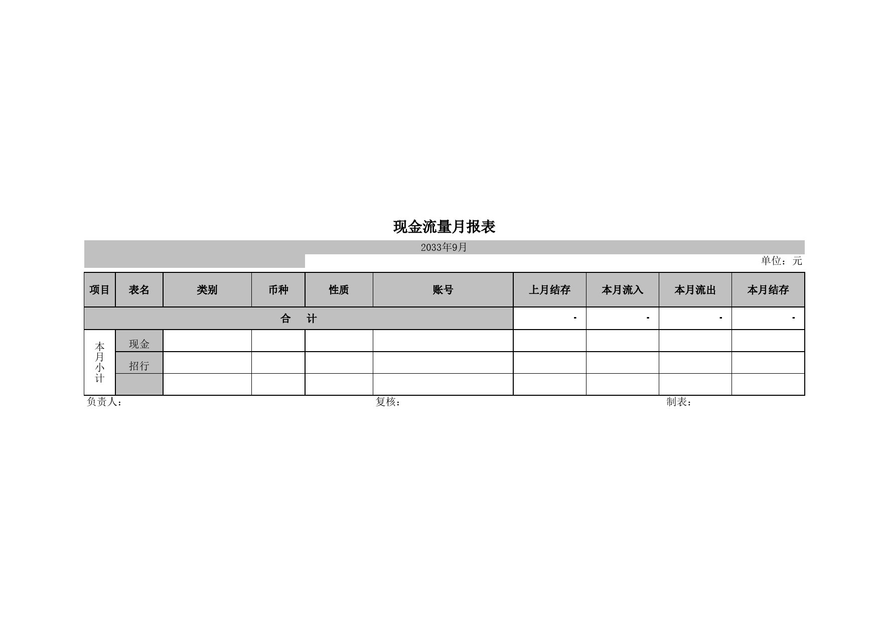 出纳日报表_第1页