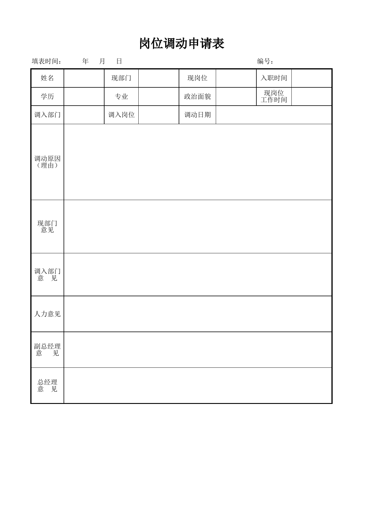 岗位调动申请表_第1页