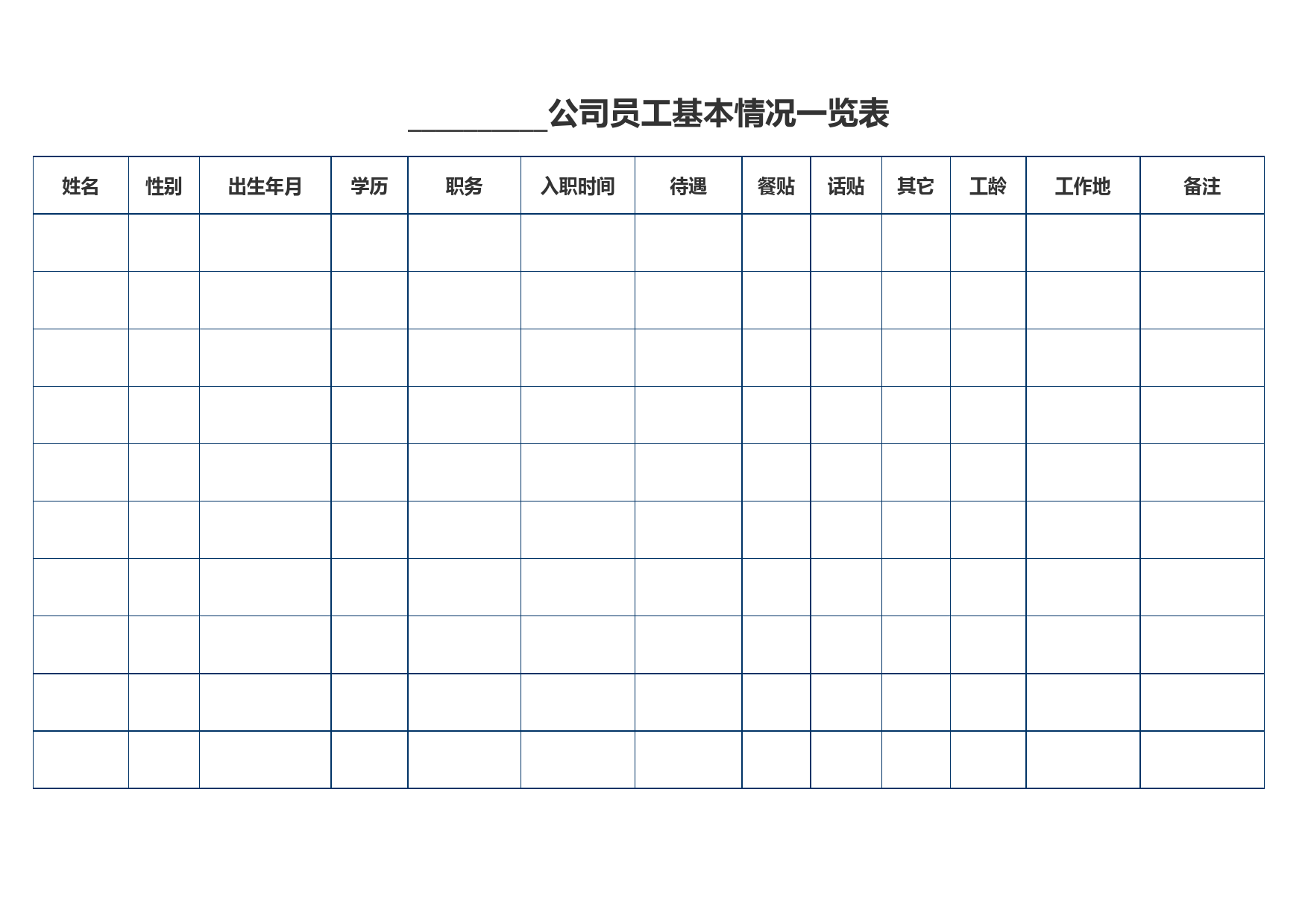 公司员工基本情况一览表_第1页