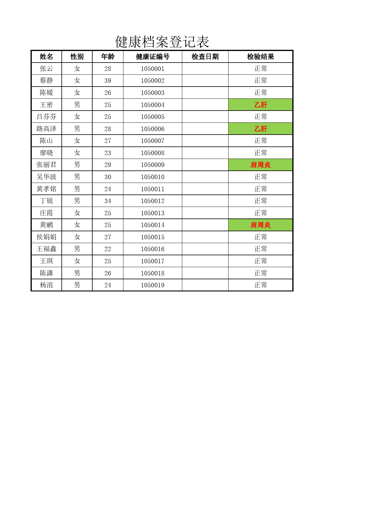 健康档案登记表1_第1页