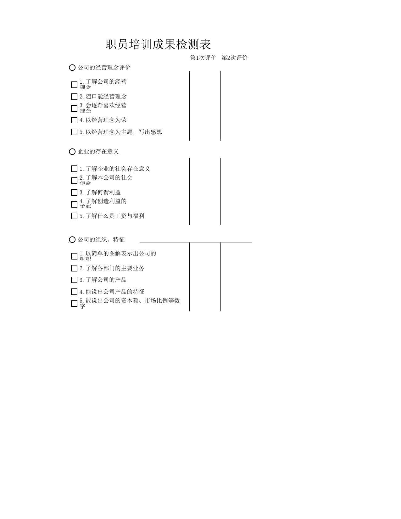 职员培训成果检测表_第1页