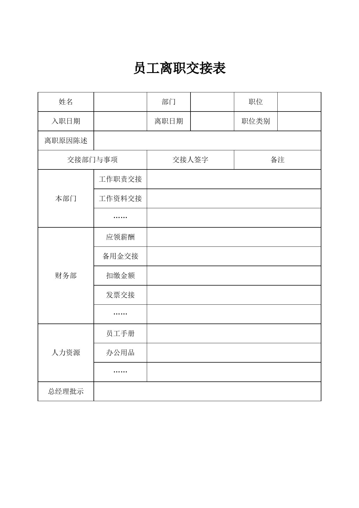 员工离职交接表_第1页