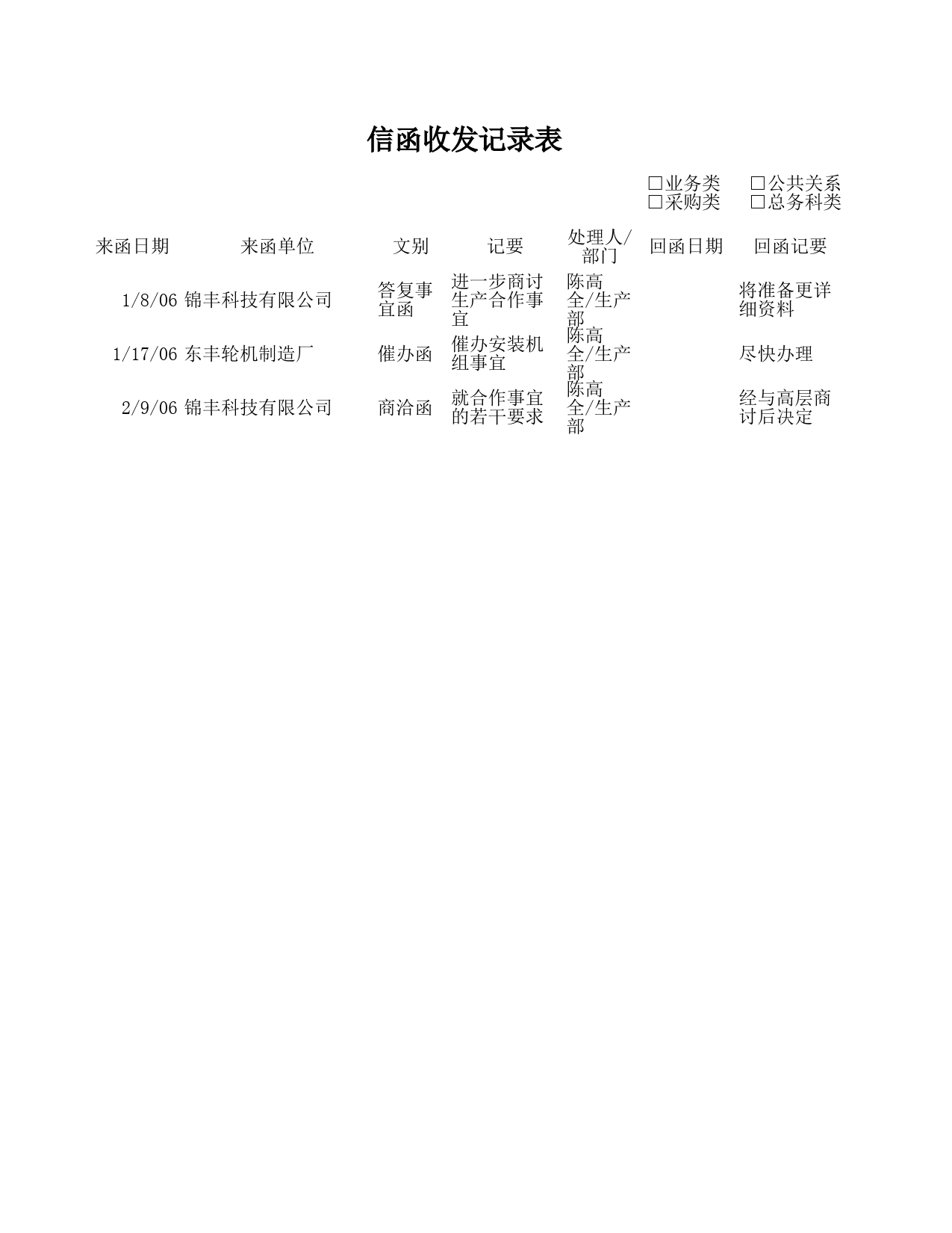 信函收发记录表_第1页