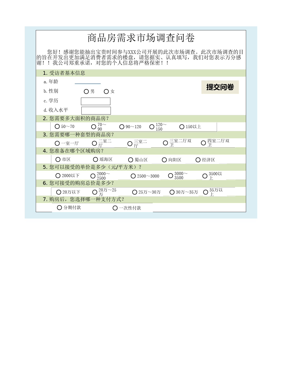 商品房需求市场调查结果与分析_第1页