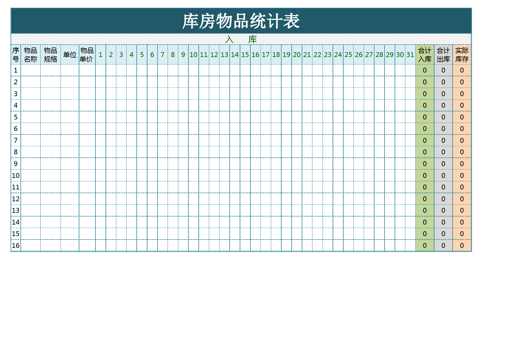 库房物品统计表_第1页