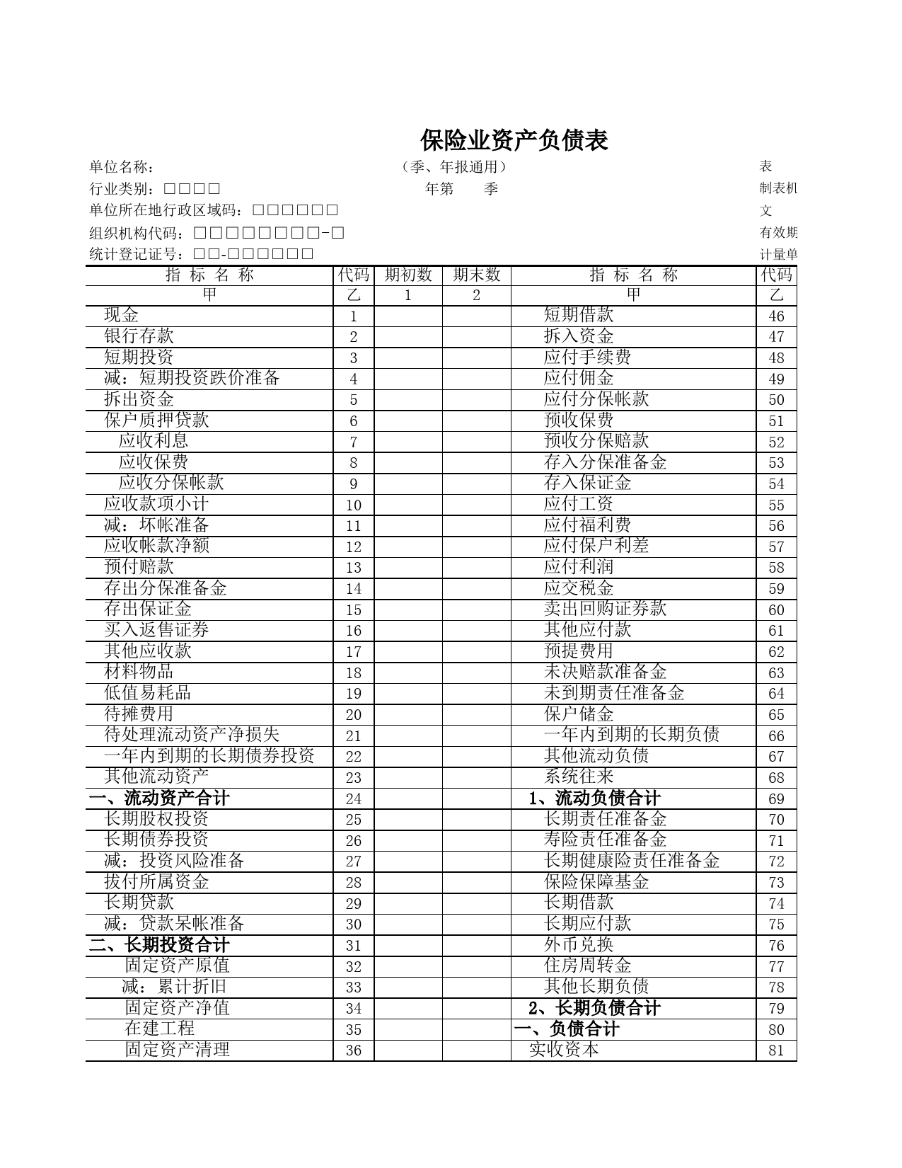 保险业资产负债表_第1页