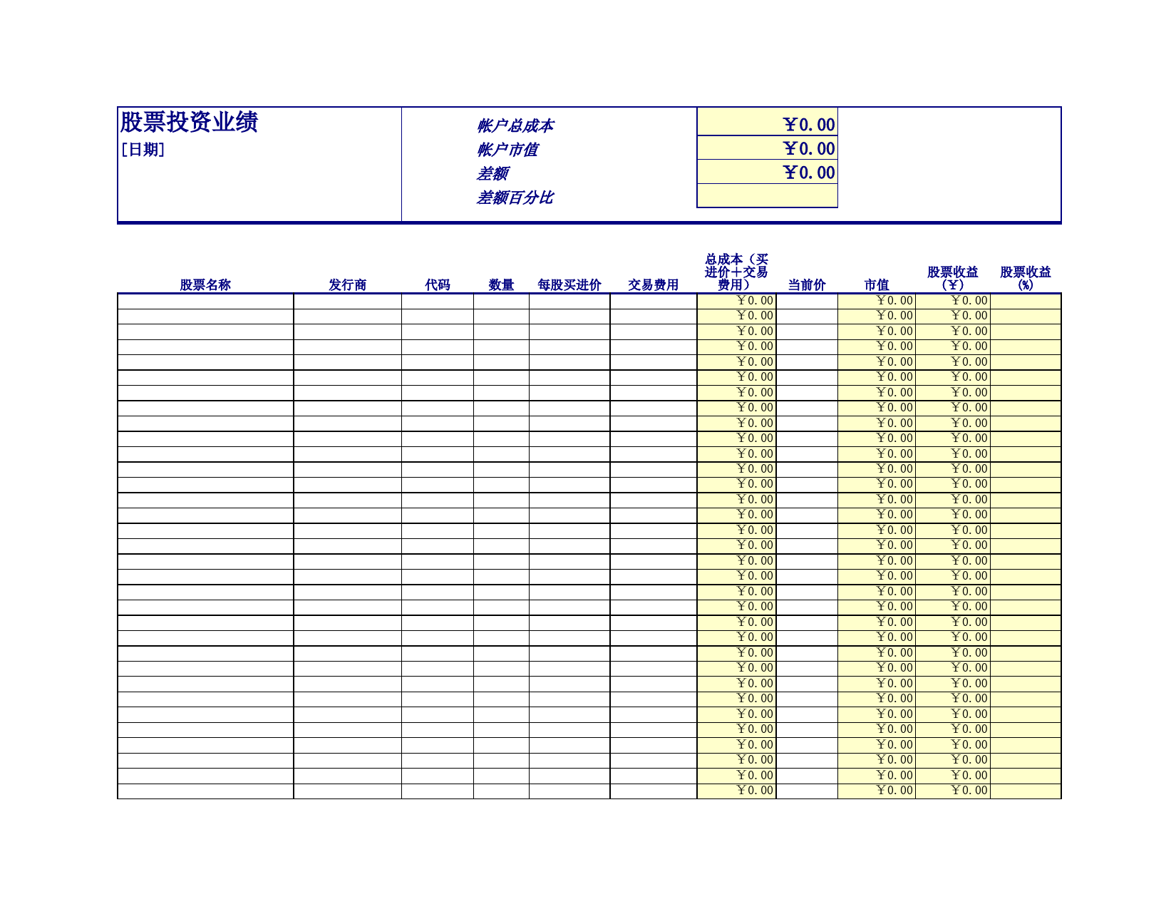 股票投资业绩表格_第1页