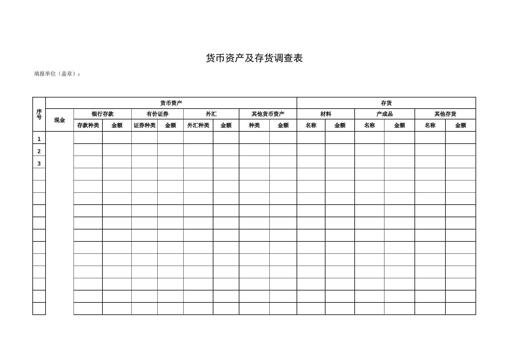 货币资产及存货调查表_第1页