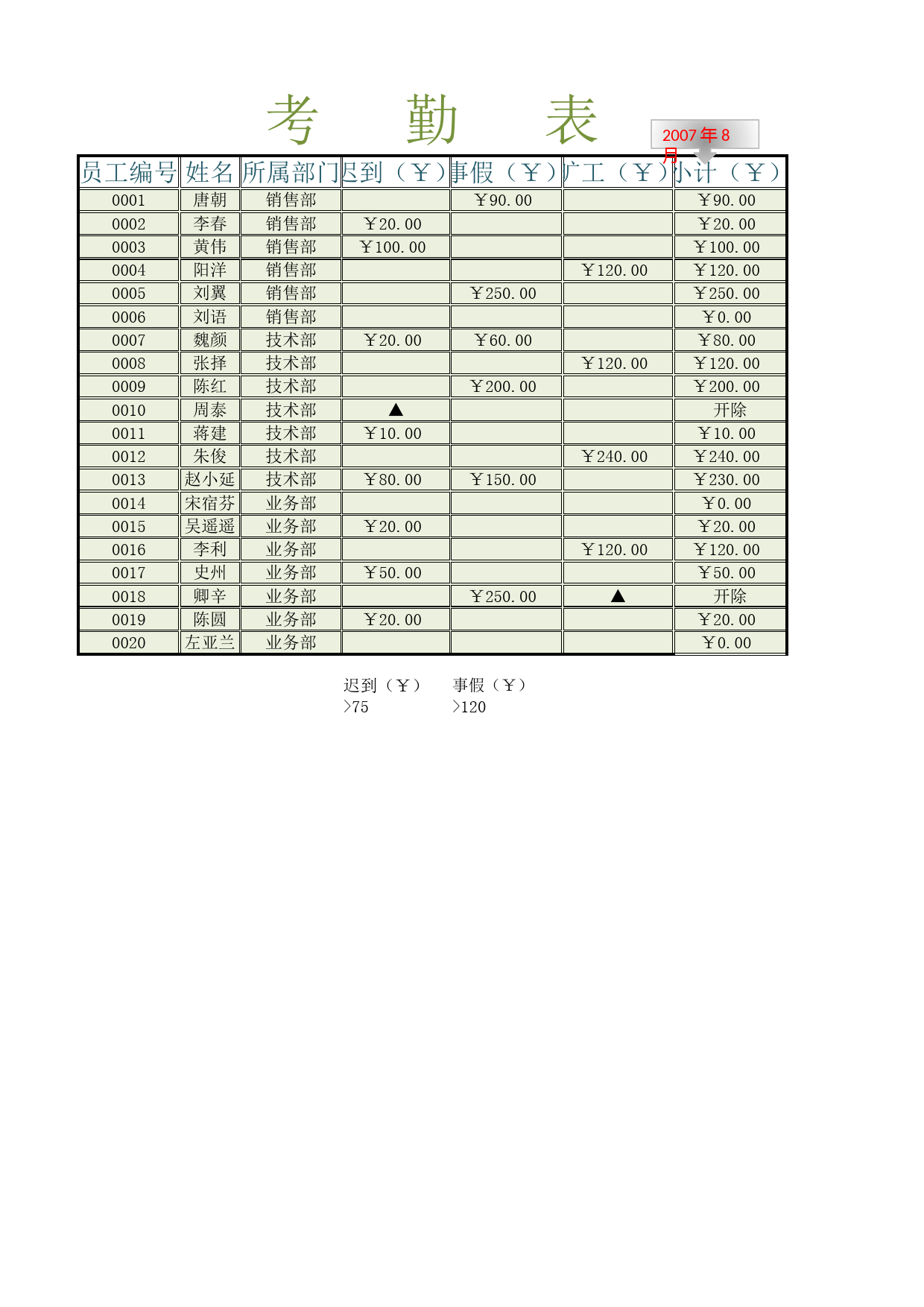 考勤表_第1页