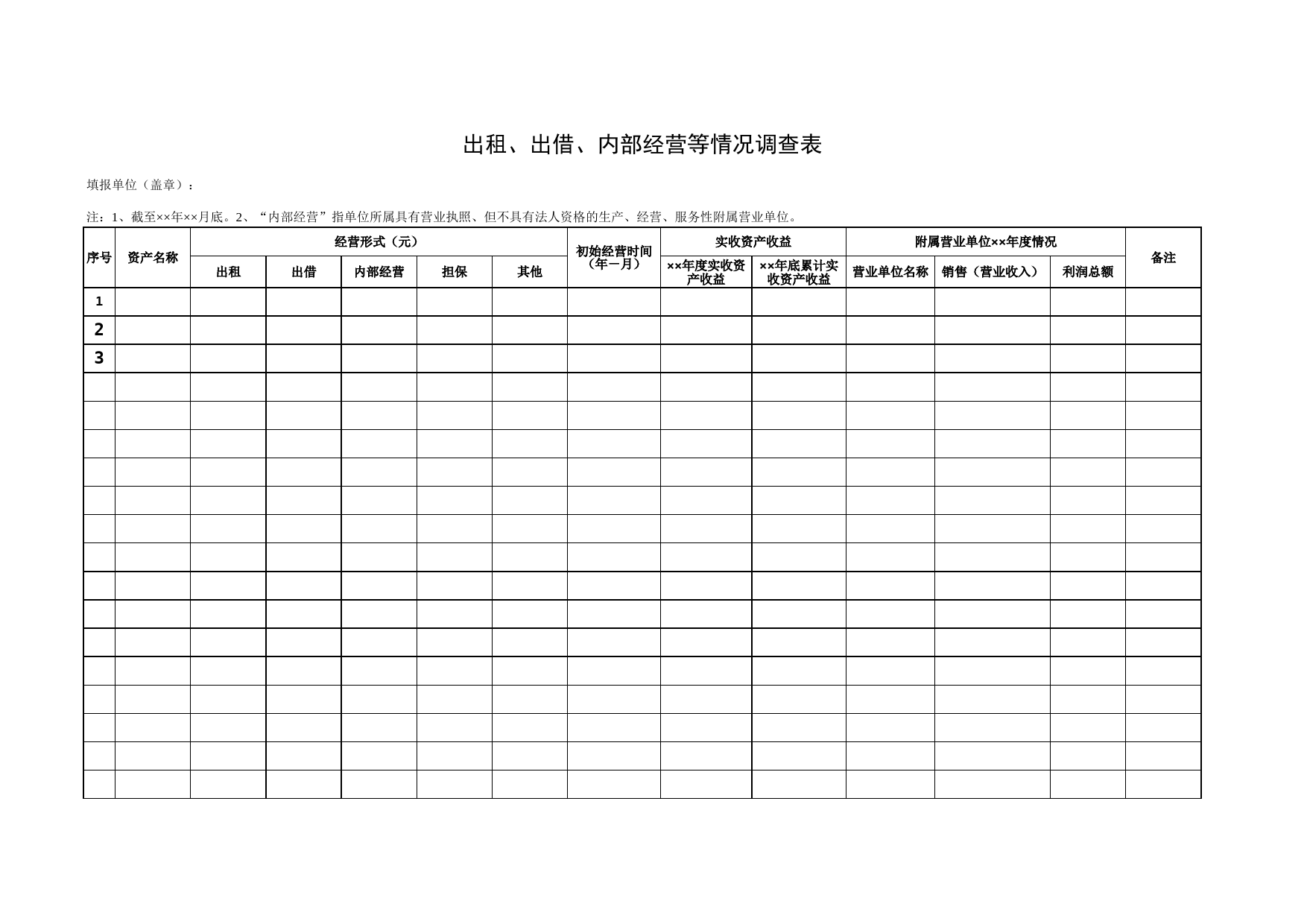 出租、出借、内部经营等情况调查表_第1页