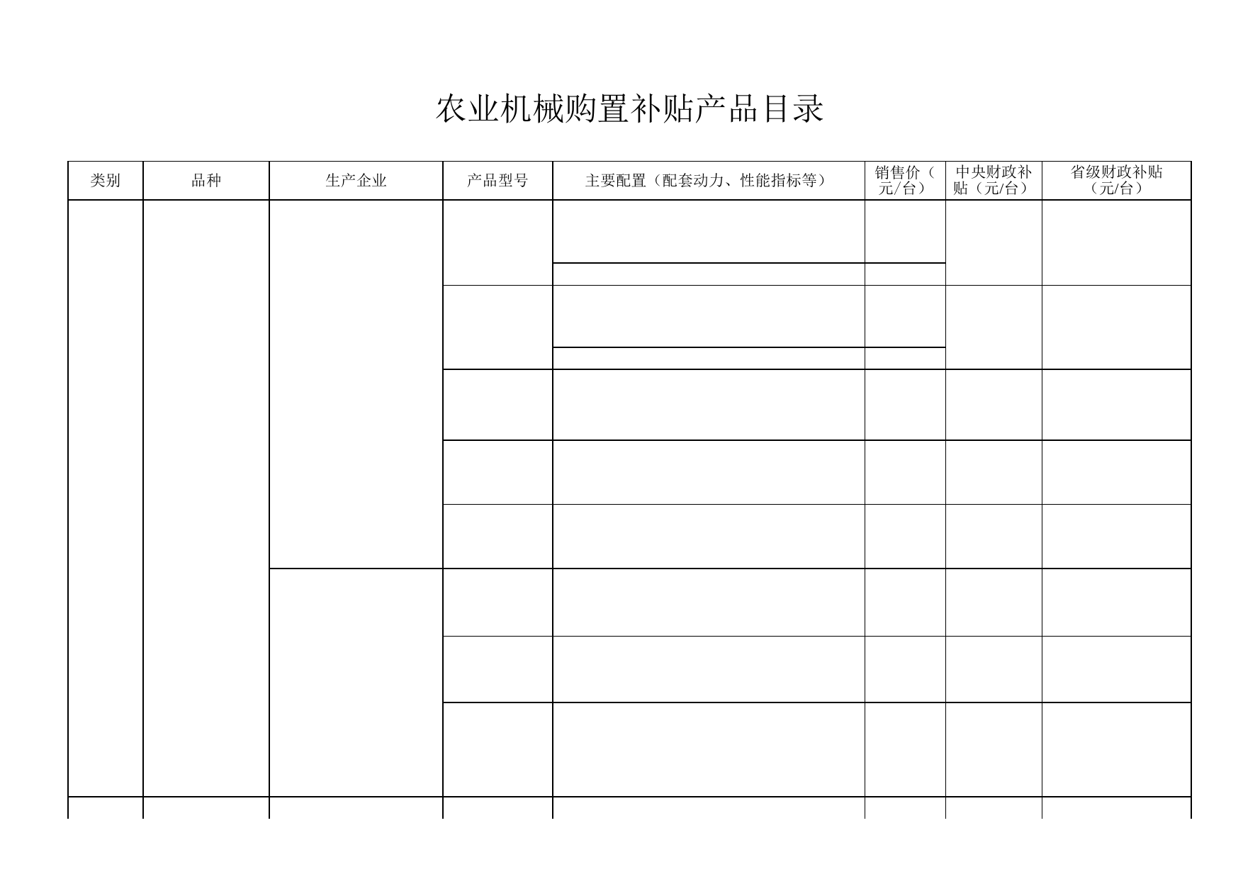 农业机械购置补贴产品目录表_第3页