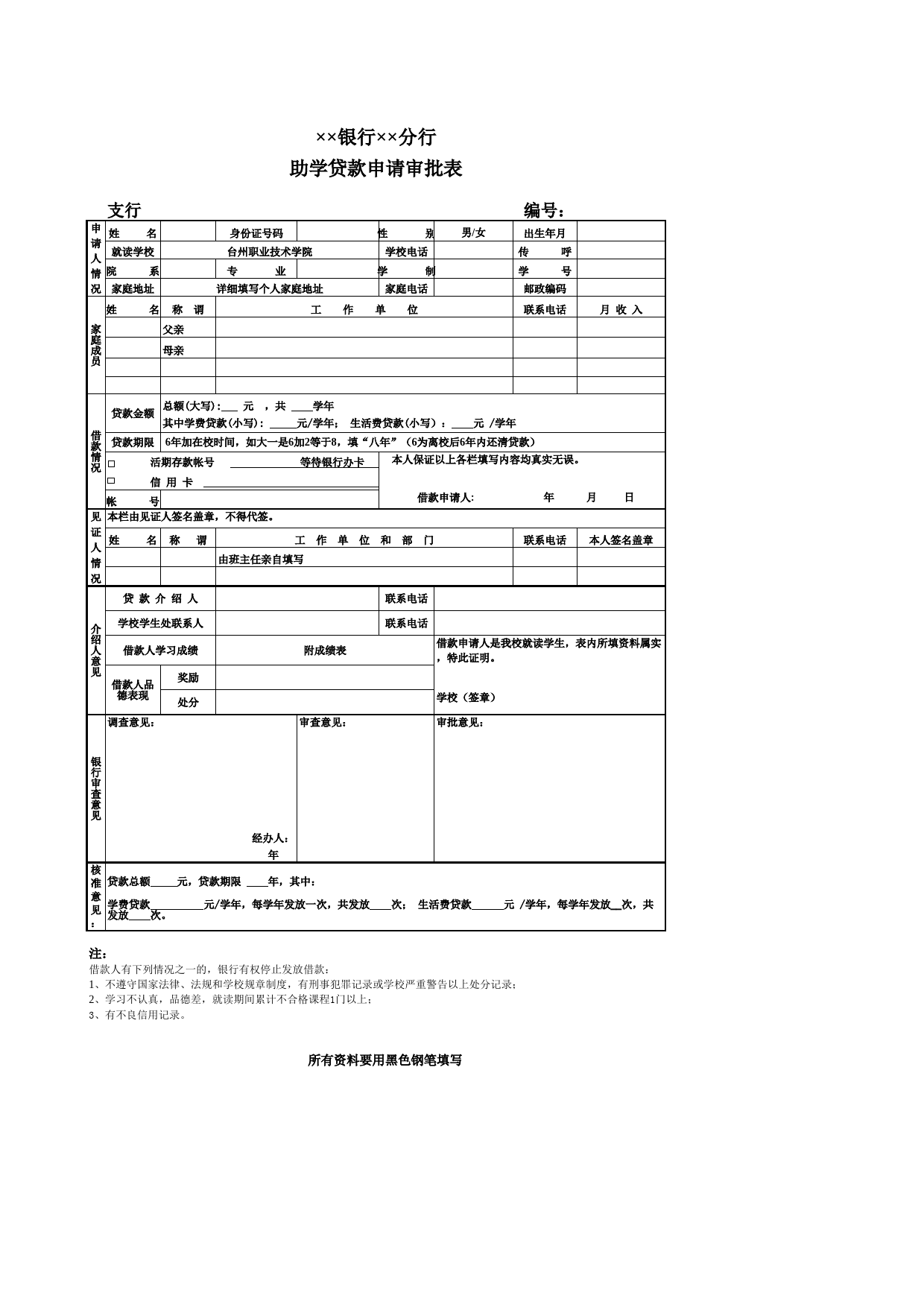 银行助学贷款申请审批表_第1页