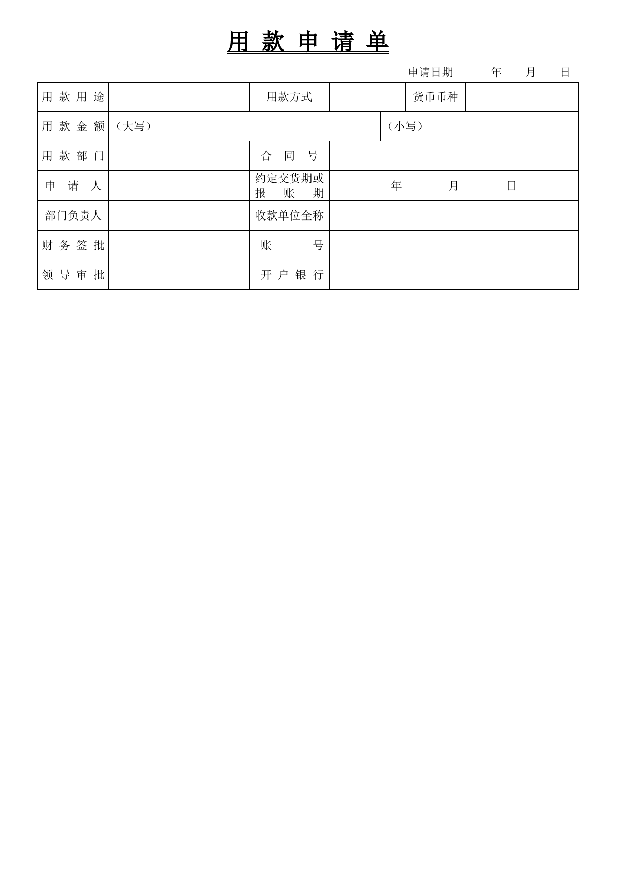 用款申请单模板_第2页