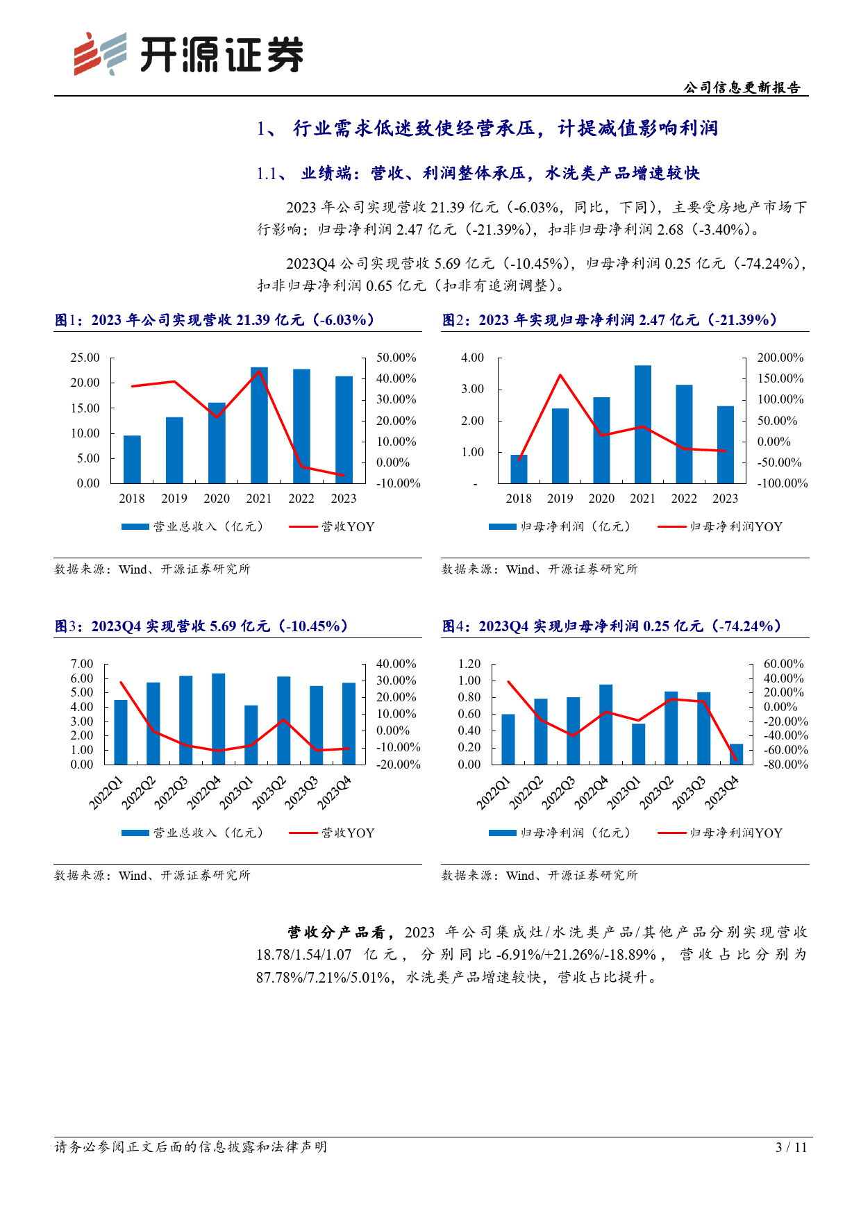 火星人(300894)公司信息更新报告：需求低迷致经营承压，老厨改叠加推新品有望破局-240424-开源证券-11页_第3页