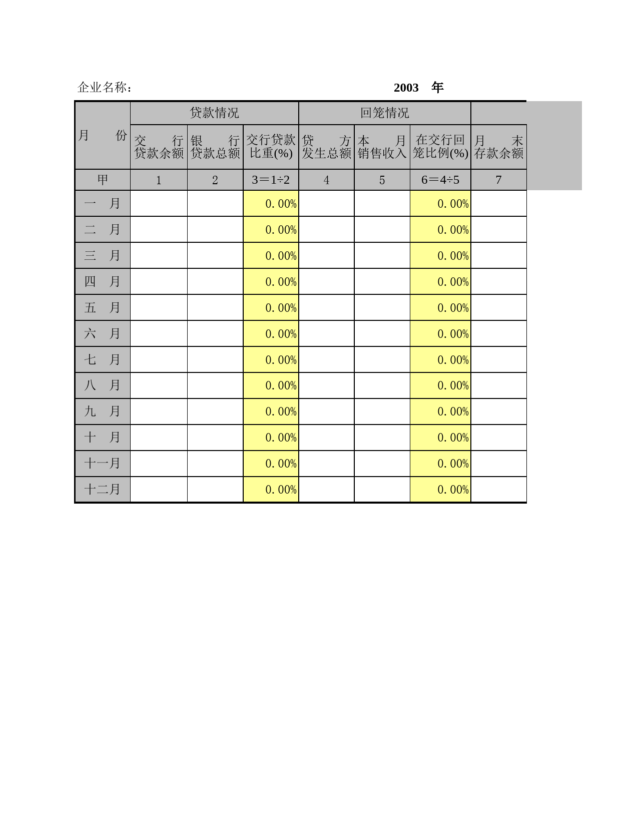 企业银行资金回笼表_第1页