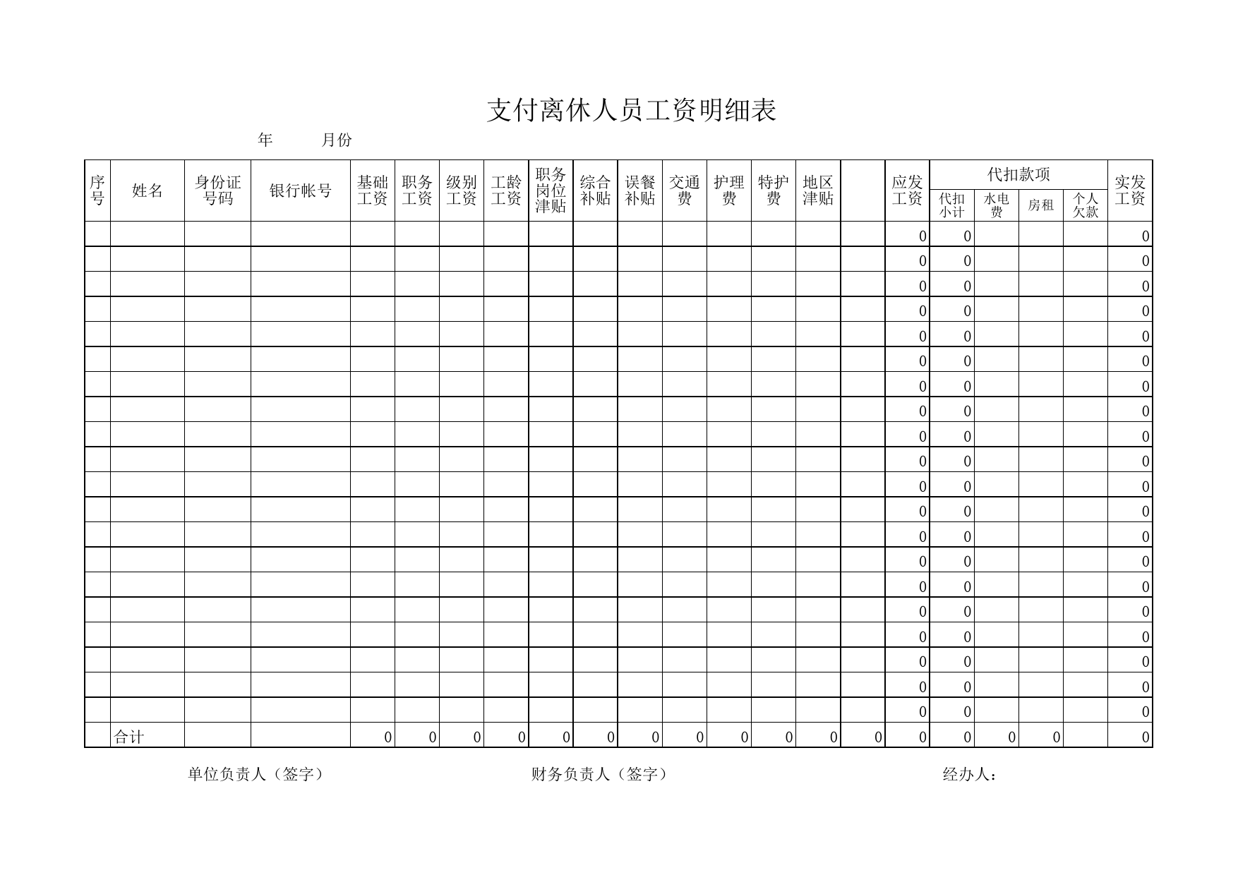 支付离休人员工资明细表_第1页