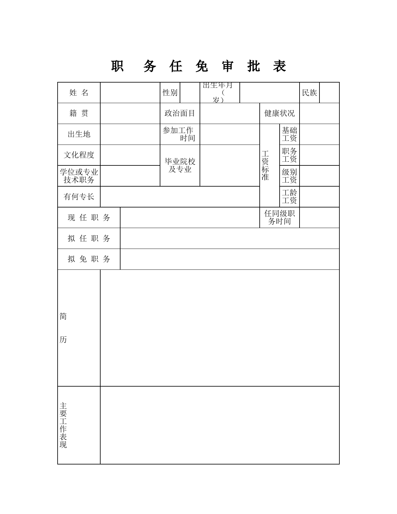 职务任免审批表_第1页