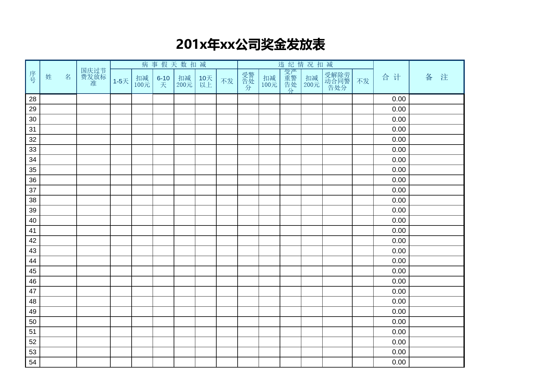 自动打印奖金发放统计表_第2页