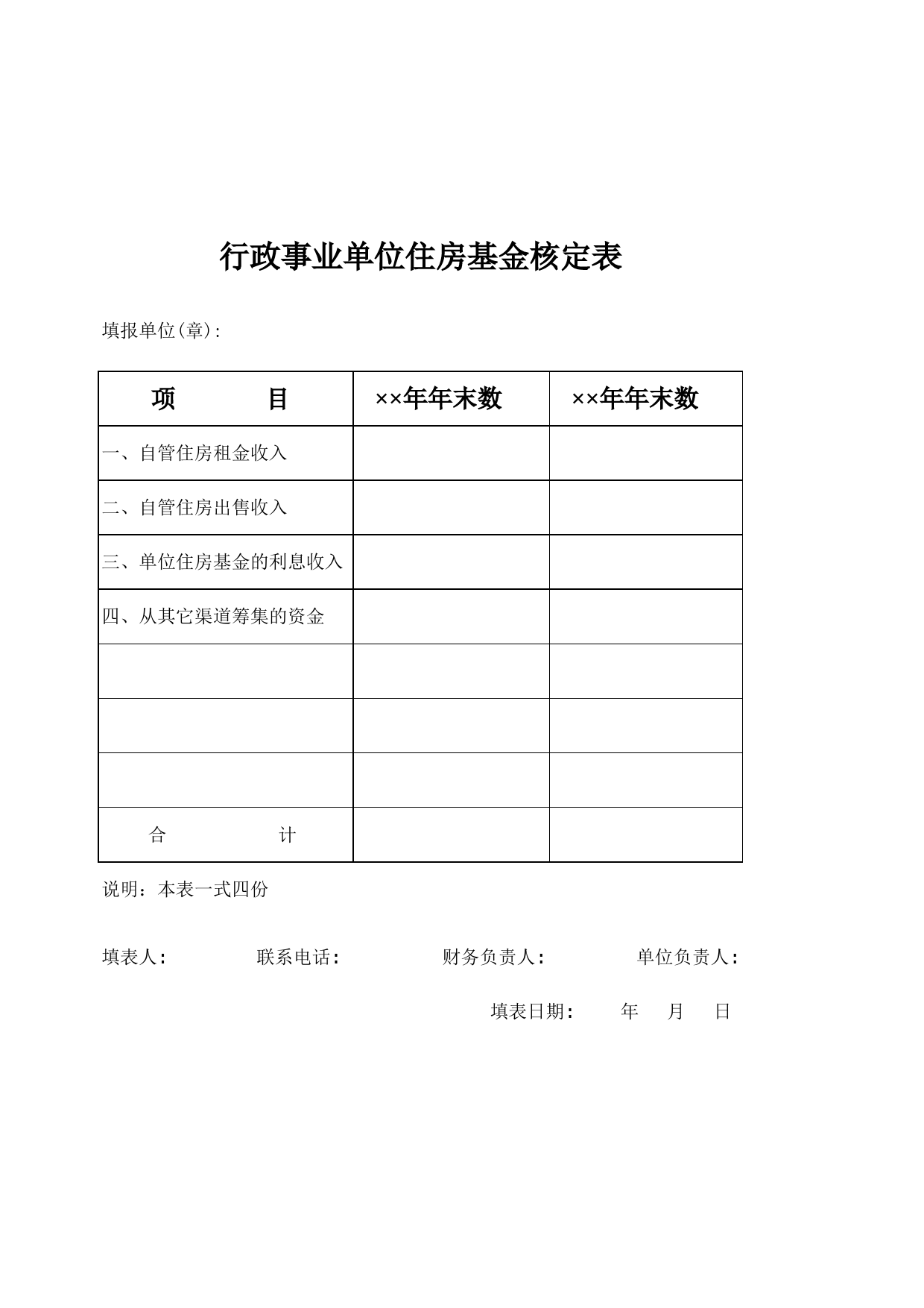 行政事业单位住房基金核定表_第1页