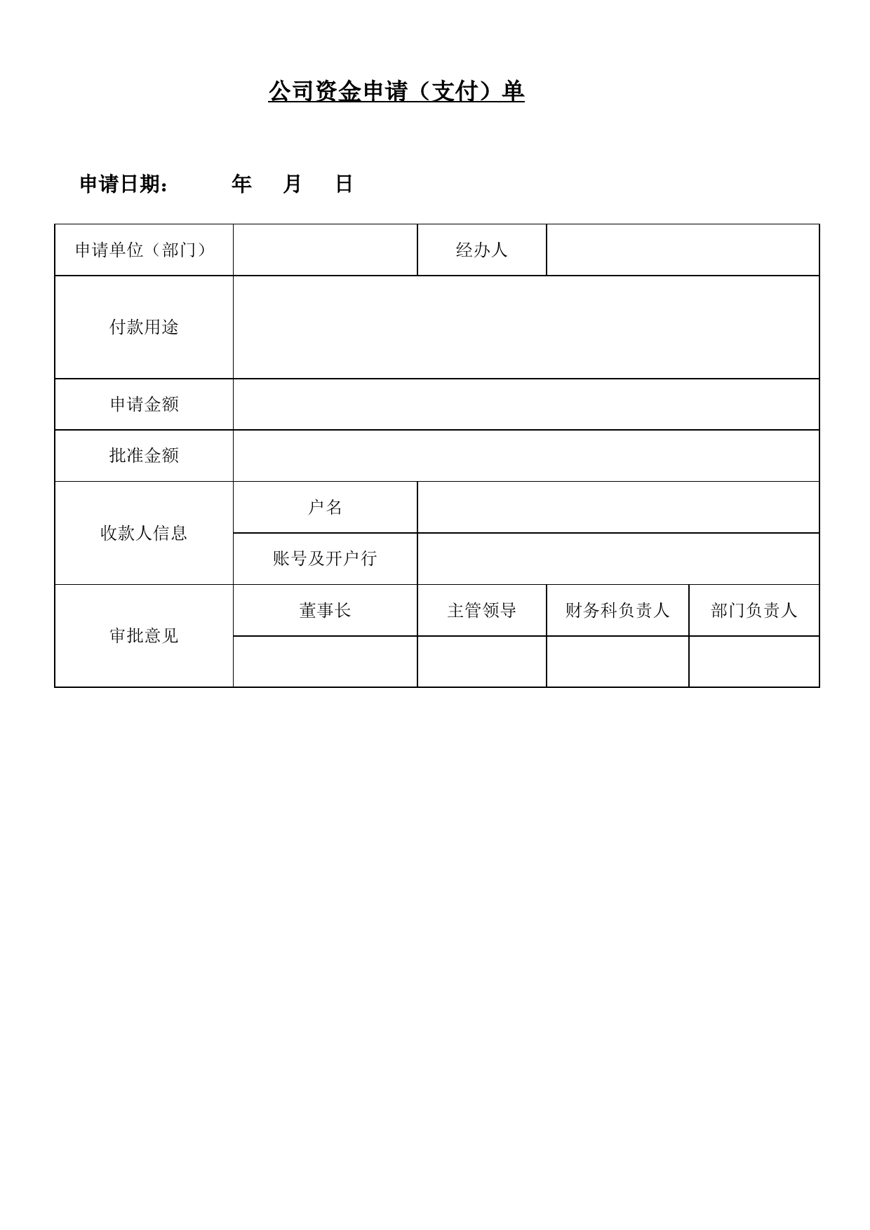 资金申请单支付单模板_第1页