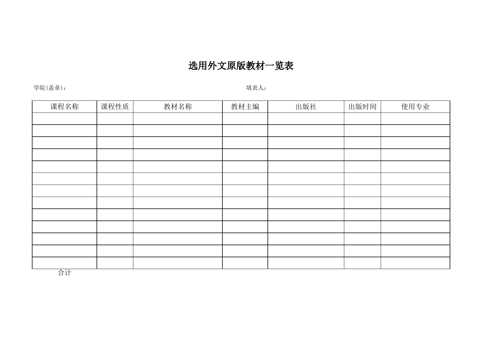 选用外文原版材一览表_第1页