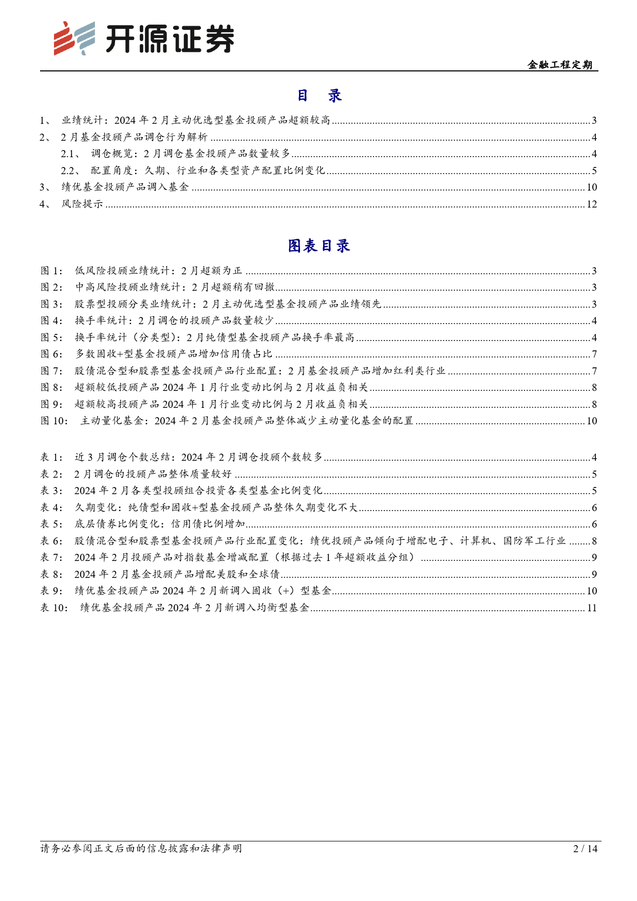 基金投顾产品月报系列（3）：基金投顾产品2月调仓一览-20240304-开源证券-14页_第2页