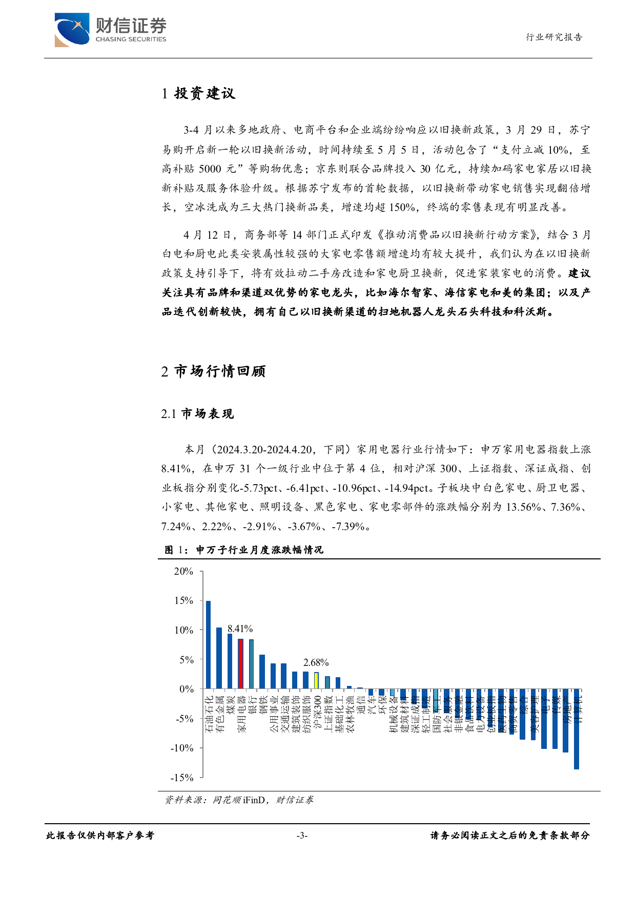 家用电器行业月度点评：以旧换新方案落地，催化家电需求释放-240420-财信证券-13页_第3页