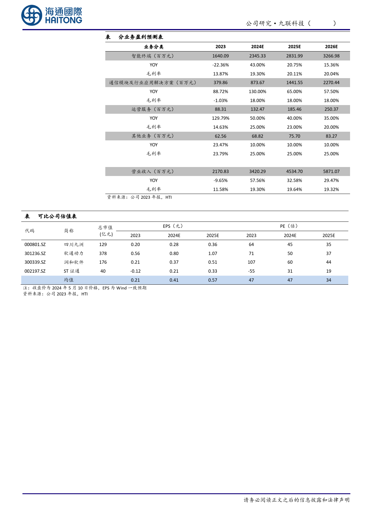 九联科技(688609)首次覆盖：23年鸿蒙收入占比超10%25，前瞻布局低空经济-240512-海通国际-12页_第2页