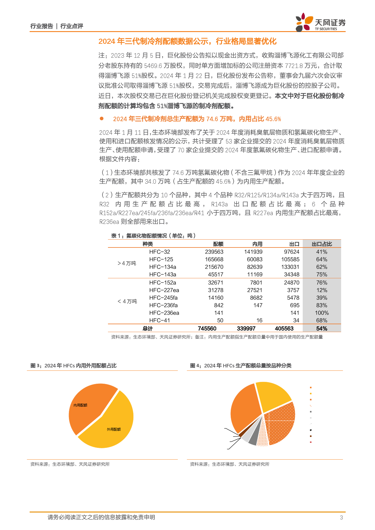 基础化工：三代制冷剂配额落地，行业格局显著优化-20240123-天风证券-11页_第3页