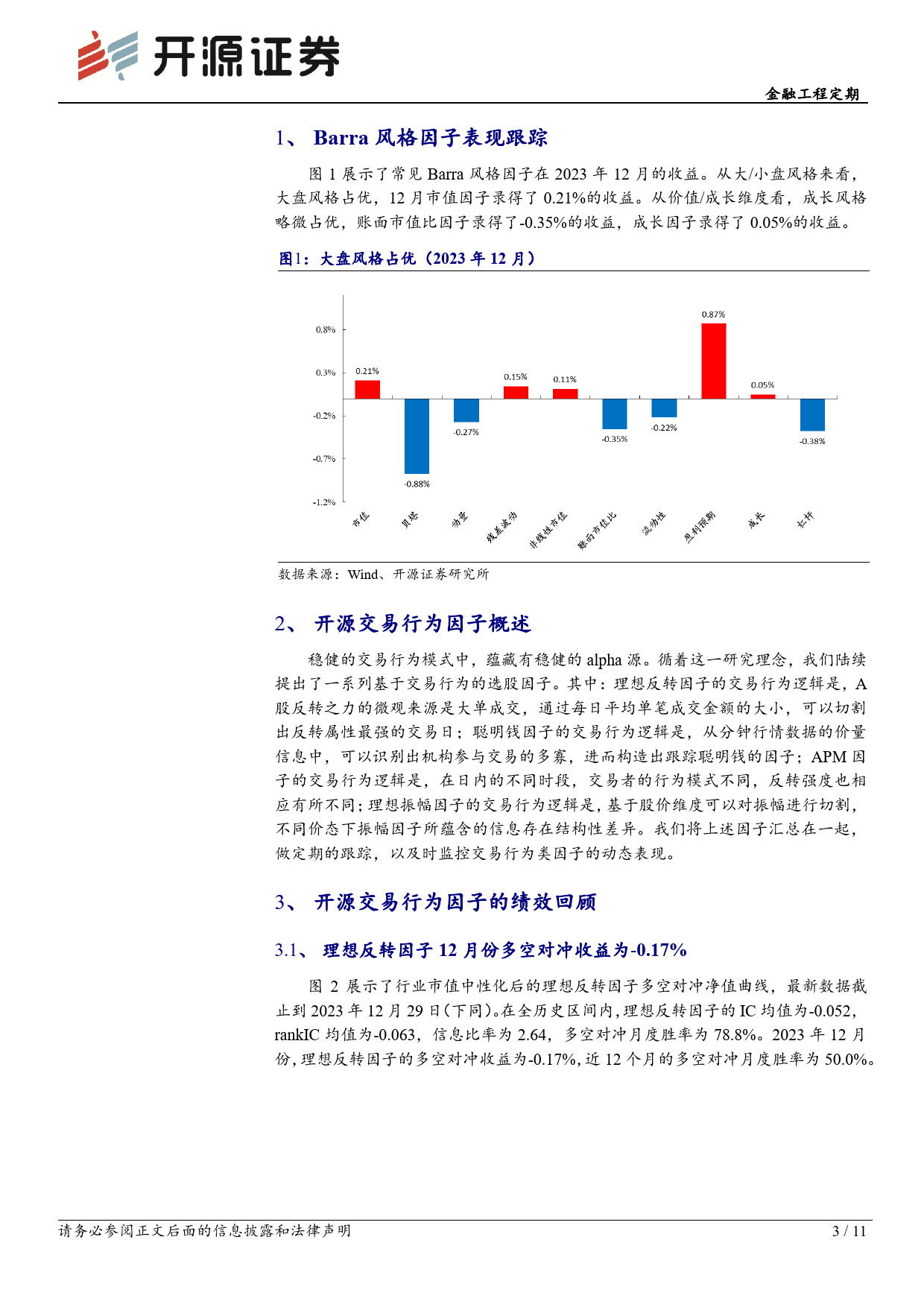 金融工程定期：开源交易行为因子绩效月报（2023年12月）-20240105-开源证券-11页_第3页