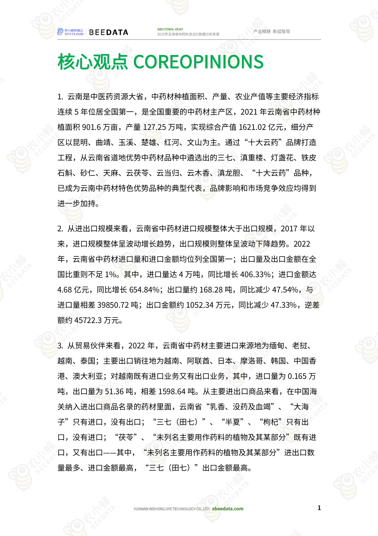 农小蜂-2023年云南省中药材进出口数据分析简报-17页_第3页