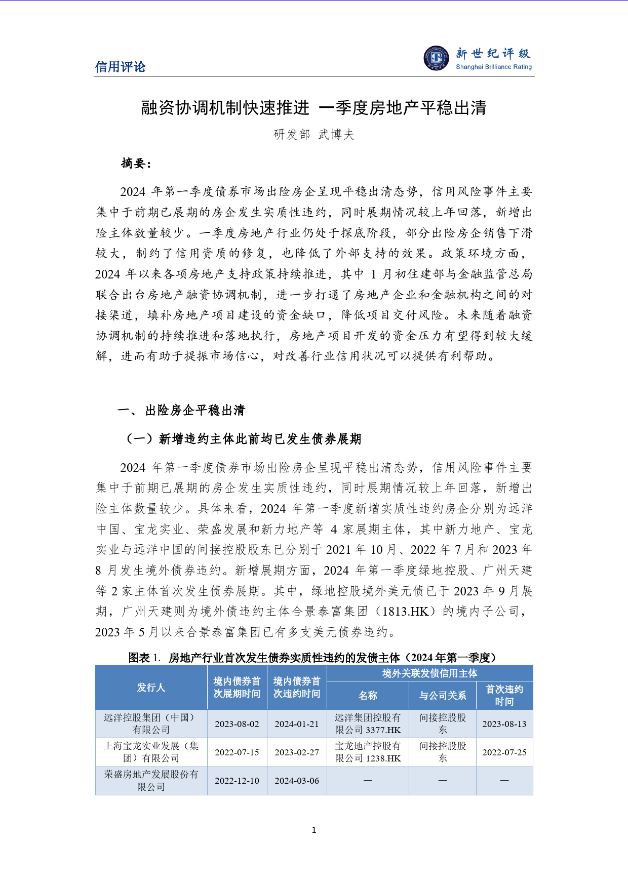 融资协调机制快速推进 一季度房地产平稳出清-7页_第1页