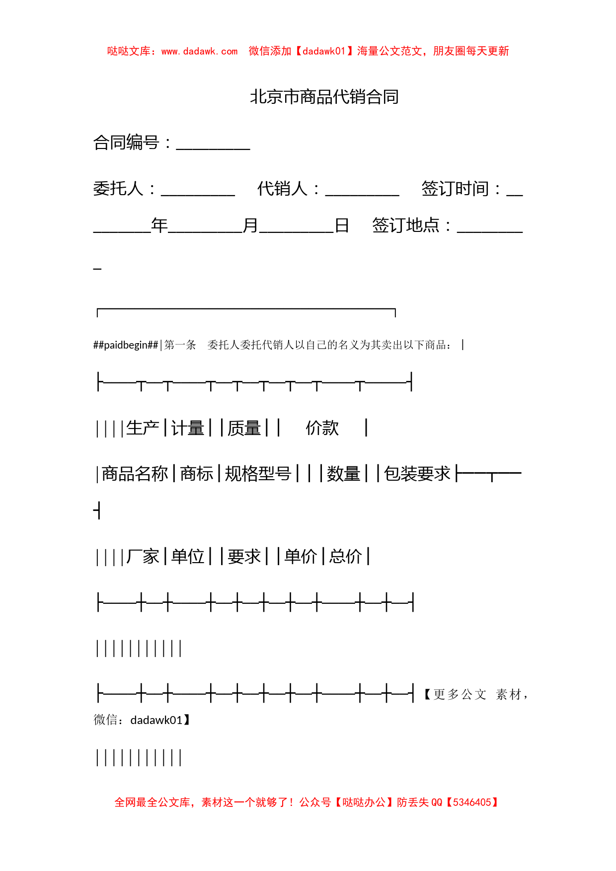 北京市商品代销合同_第1页