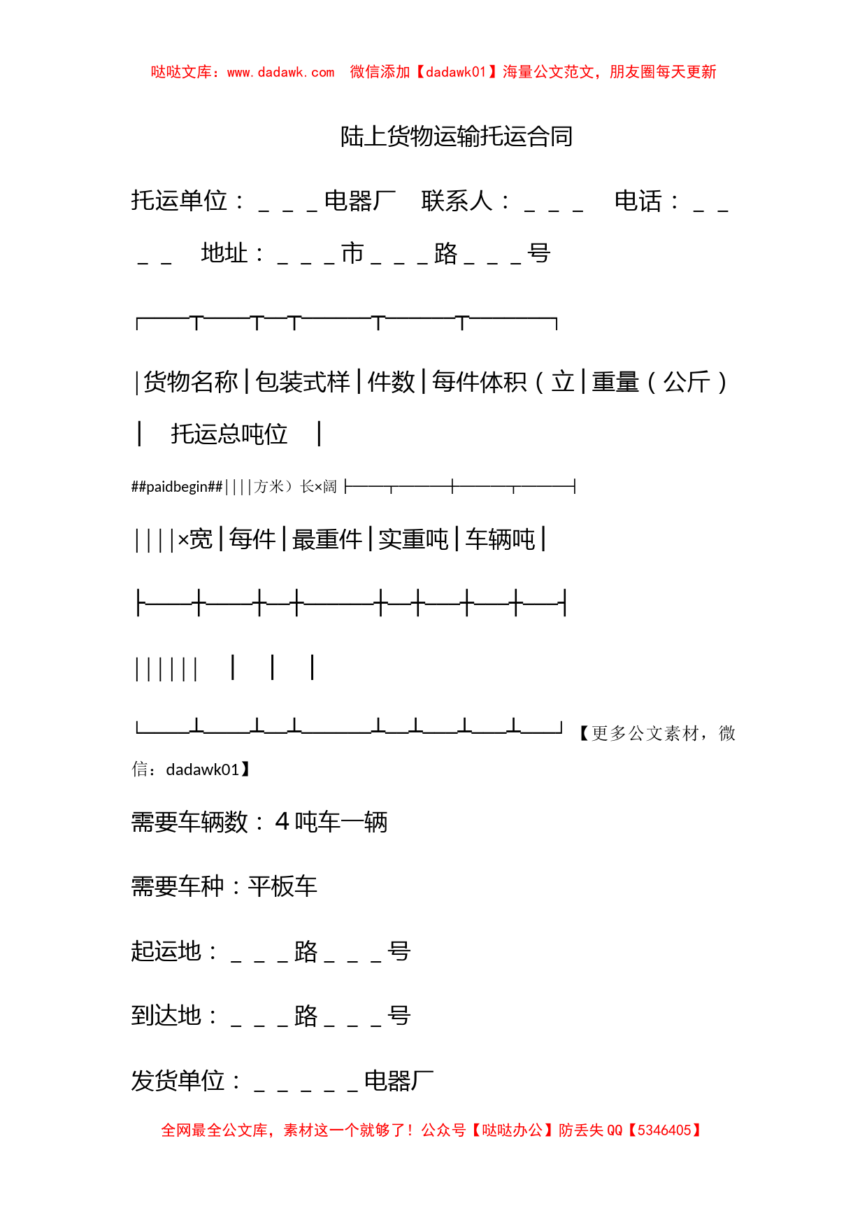 陆上货物运输托运合同_第1页