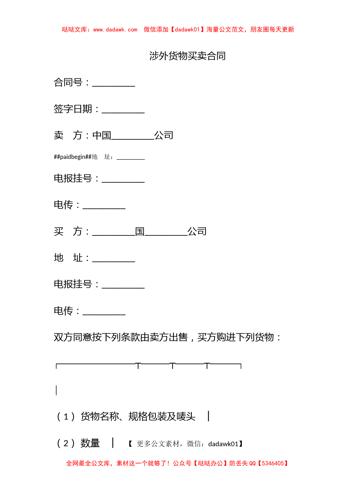 涉外货物买卖合同_第1页