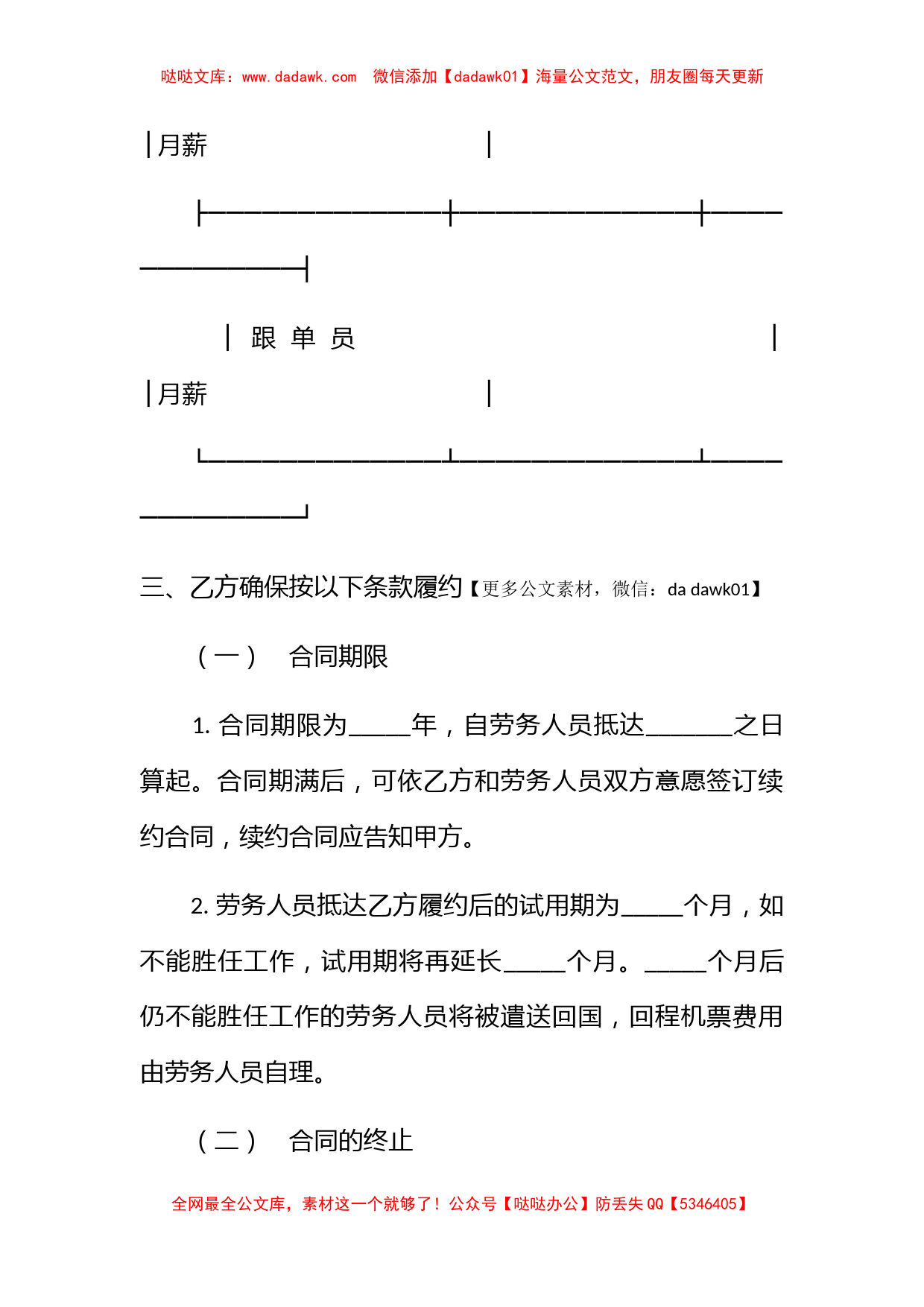 外派劳务合同书范本_第3页