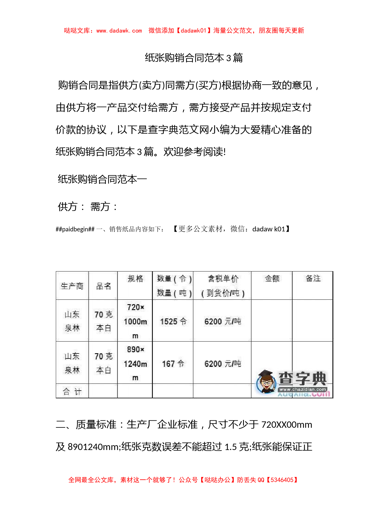 纸张购销合同范本3篇_第1页