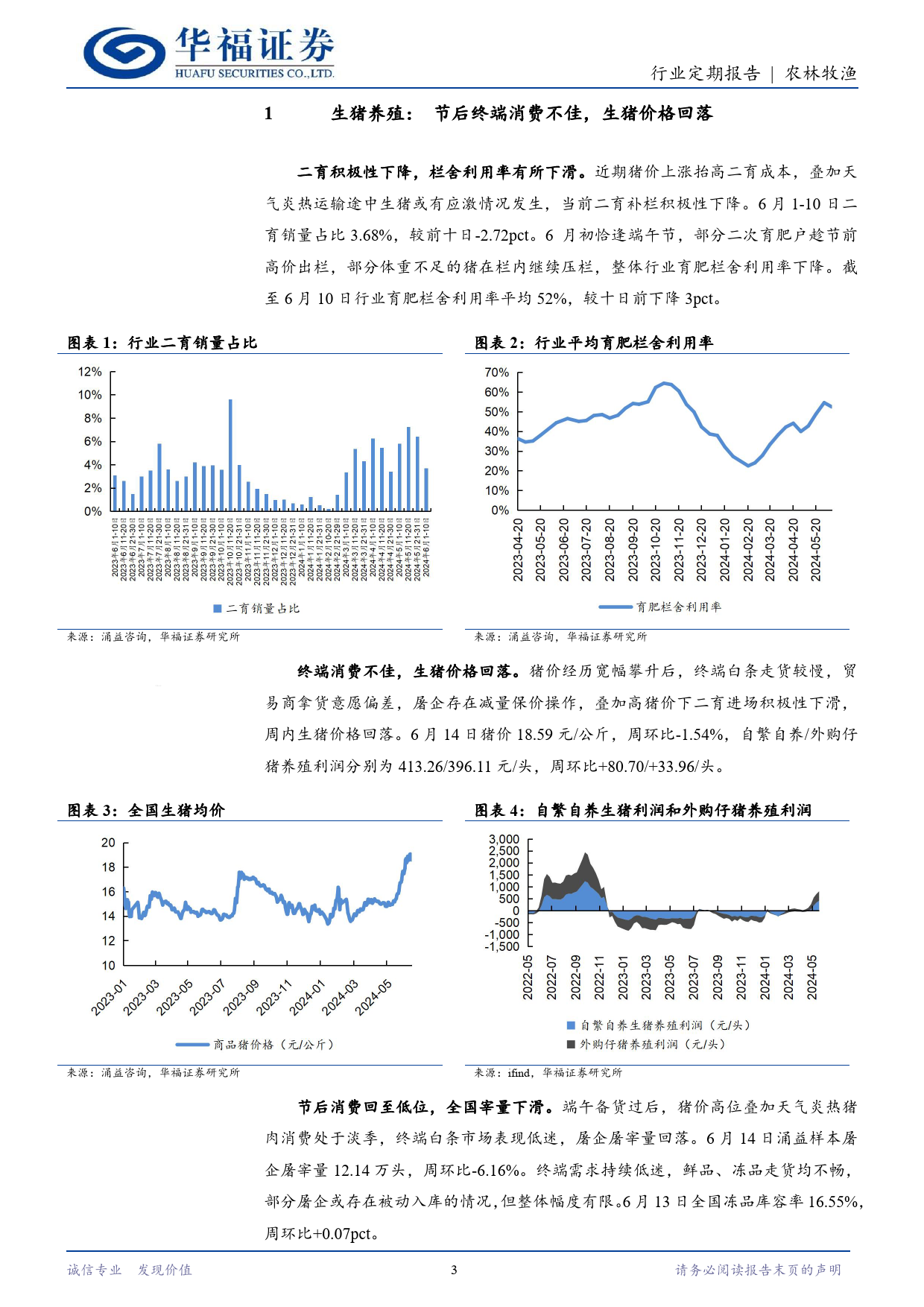 农林牧渔行业定期报告：猪价回调，短期波动不改景气趋势-240615-华福证券-12页_第3页