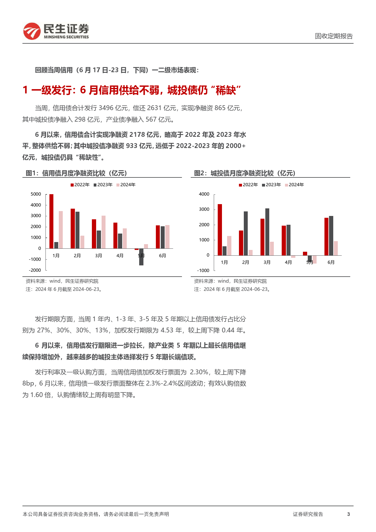 信用策略：6月信用供给不弱，城投债仍“稀缺”-240623-民生证券-29页_第3页