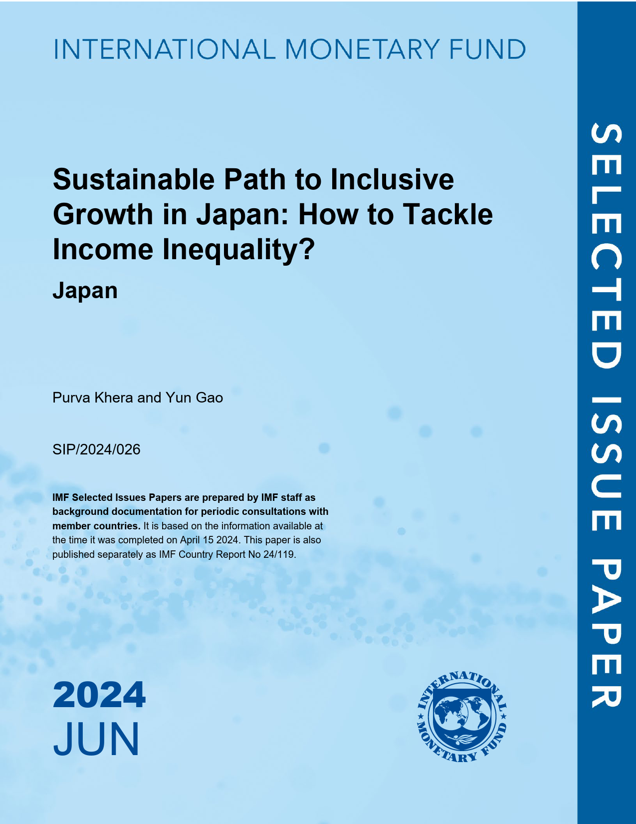 IMF-日本实现包容性增长的可持续途径：如何解决收入不平等问题？（英）-2024-20页_第1页