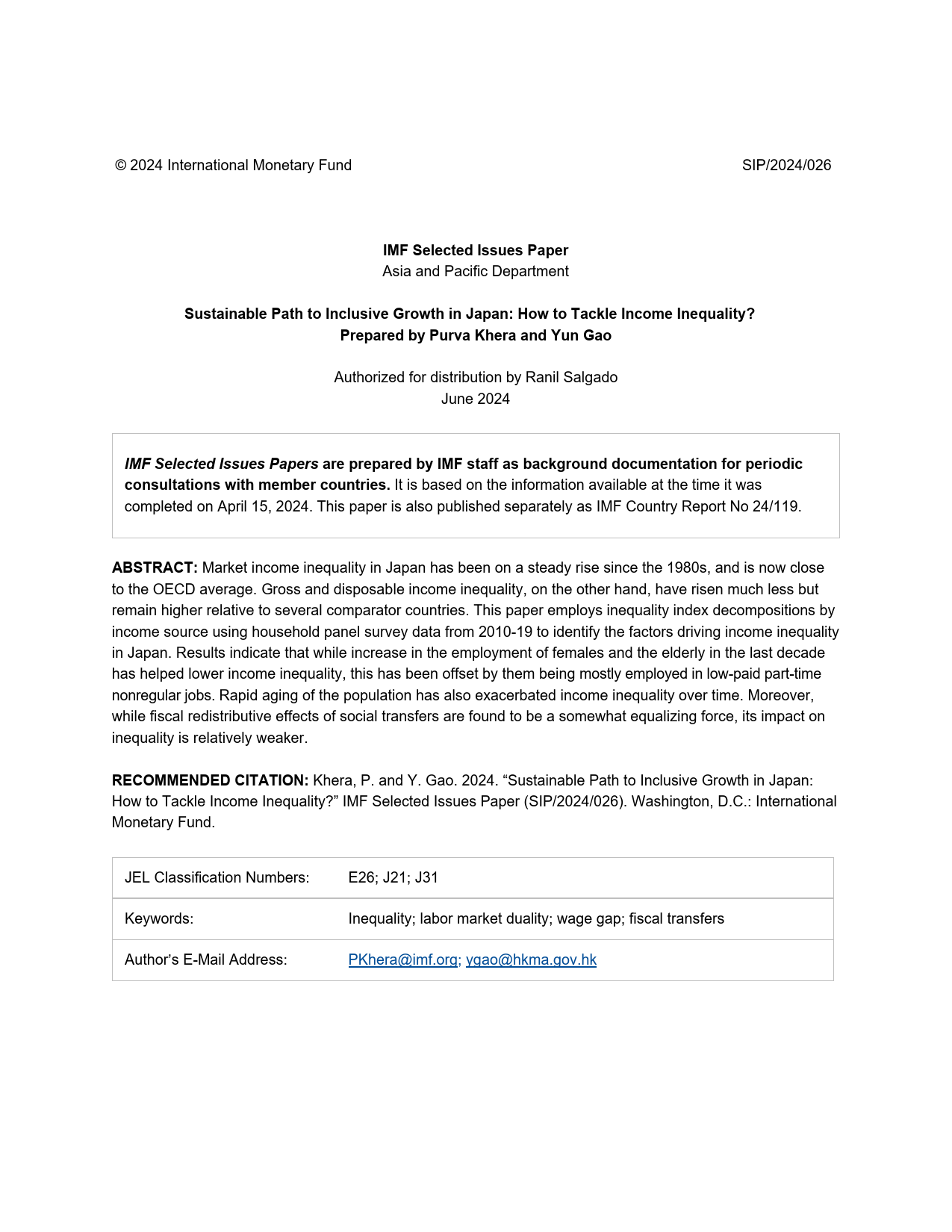 IMF-日本实现包容性增长的可持续途径：如何解决收入不平等问题？（英）-2024-20页_第2页