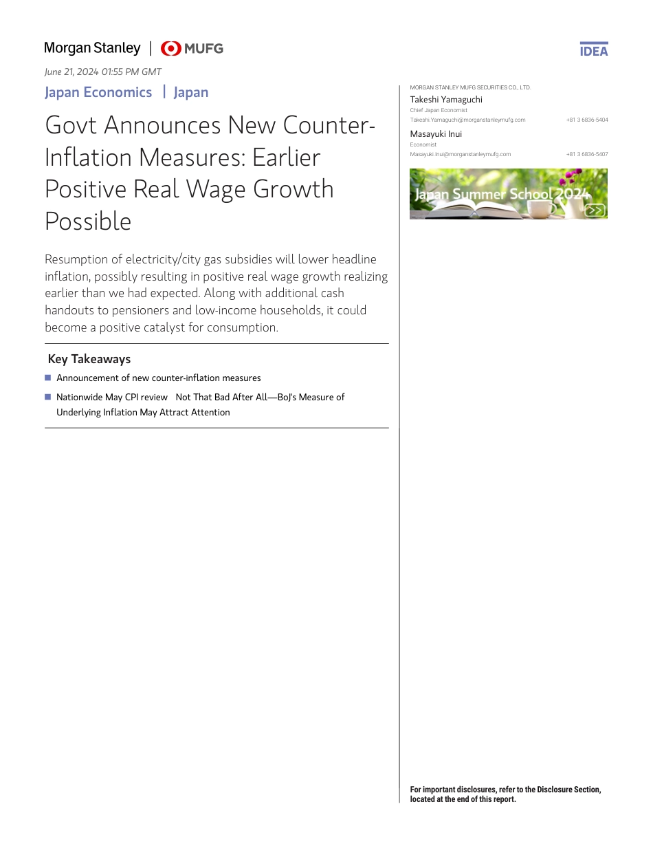 Morgan Stanley Fixed-Japan Economics Govt Announces New Counter-Inflation Measur...-108805123_第1页