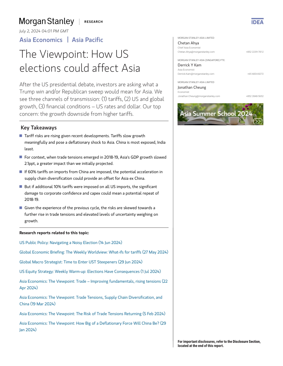 Morgan Stanley Fixed-Asia Economics The Viewpoint How US elections could affect...-108986535_第1页