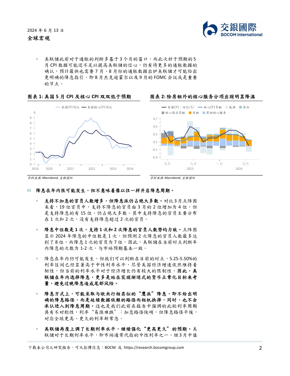 全球流动性风向标系列(十二)，6月美联储FOMC会议点评：谨慎应对，降息还需等待-240613-交银国际-10页_第2页